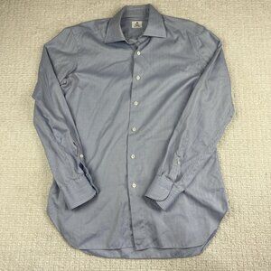 Oriali Firenze 100% Cotton Blue Stripe Men's  Shirt 15.5 / 39 Italy made Read*